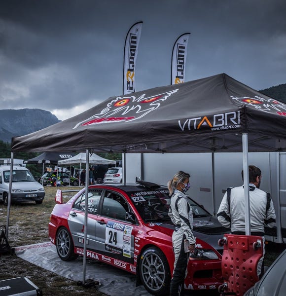 Assistance course sur le rallye de grasse 2020, Mitsubishi Lancer evo 8
