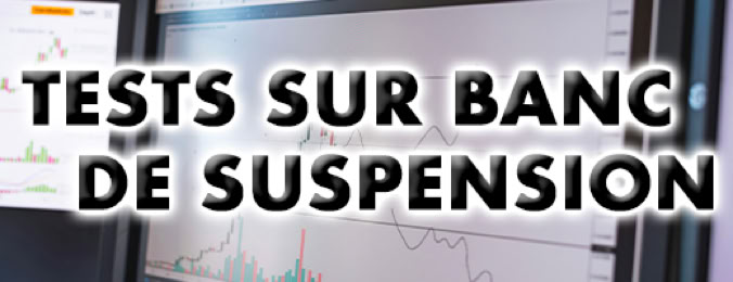 Mesure et analyse de suspensions sur banc : tests amortisseur et fourche (courbes force/vitesse), mesure de raideur ressort, ressorts à air et ensembles complets.